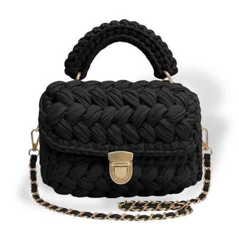 Borsa pochette uncinetto nera