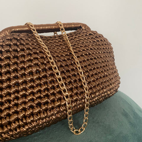 Clutch all'uncinetto metallizzata bronzo