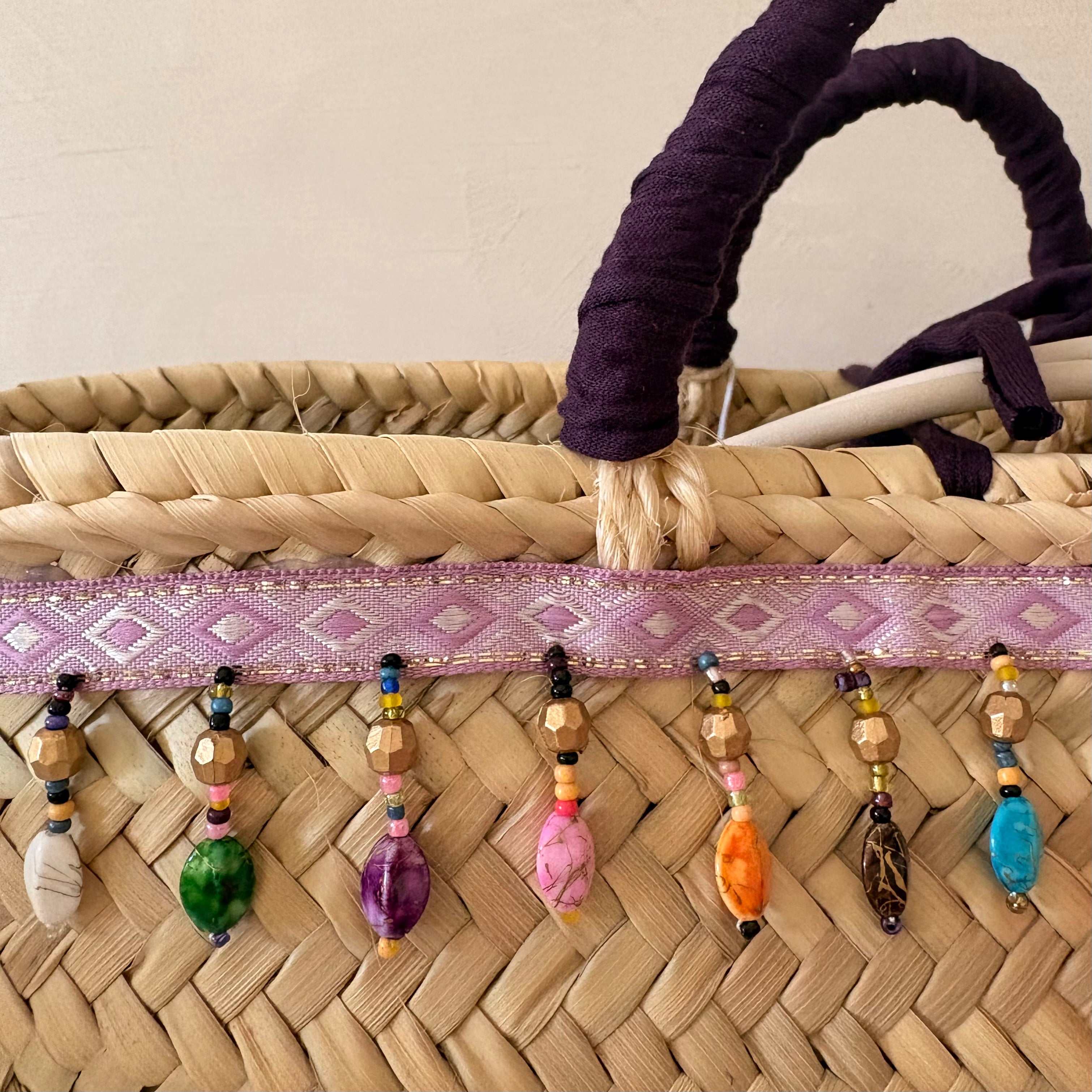Borsa in paglia Zagara con perline