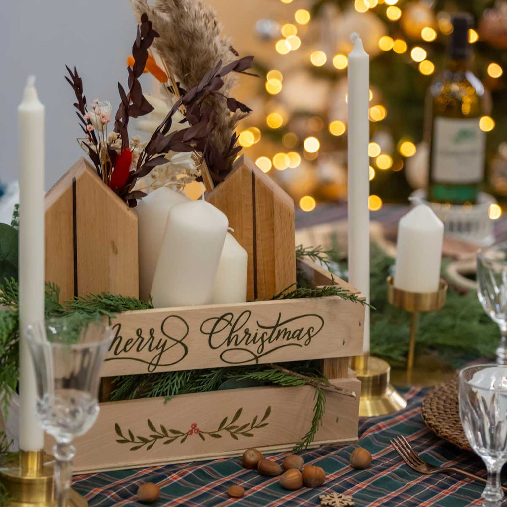 Casetta decorativa in legno ferma libri porta fiori