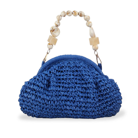 Clutch in paglia Luma Blu