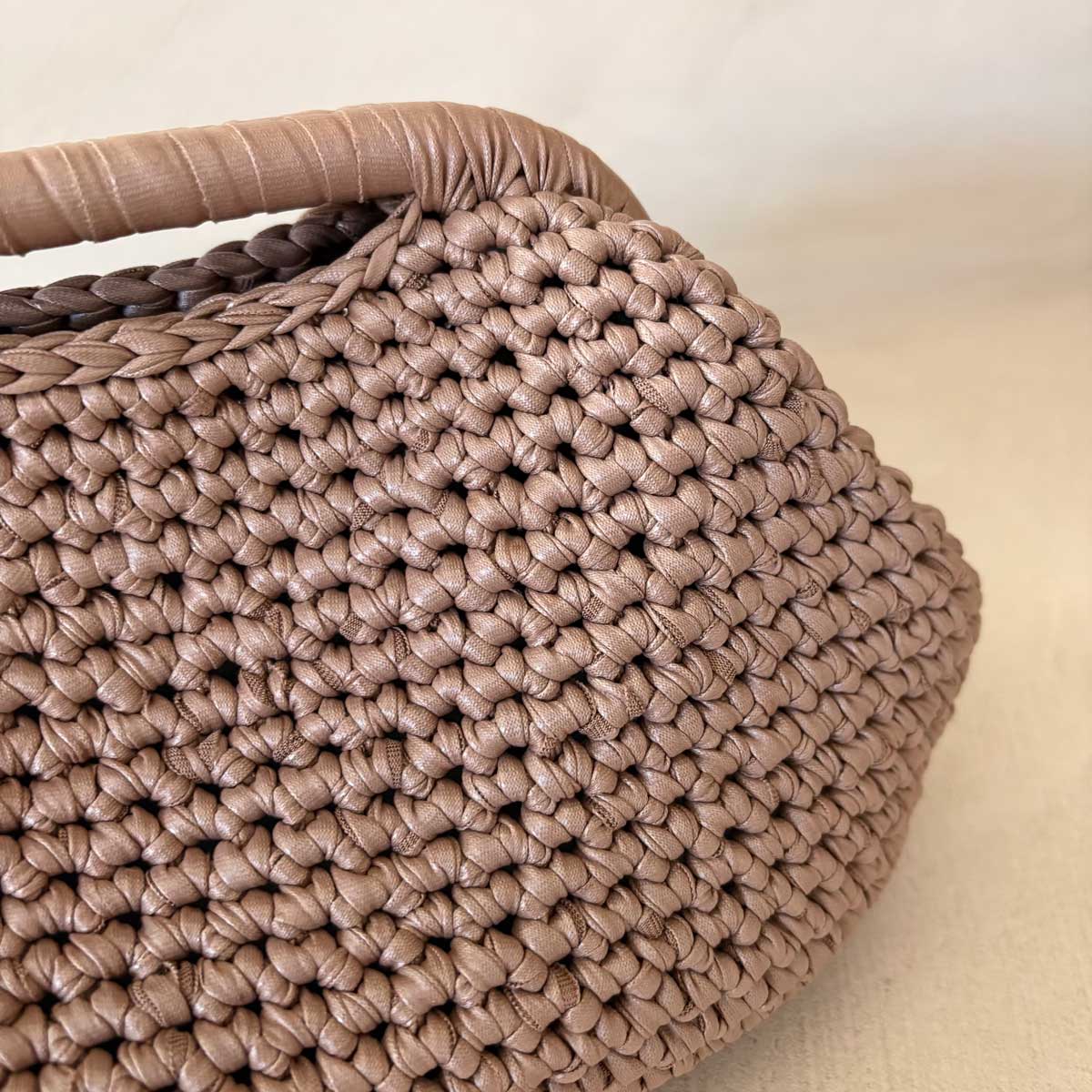 Clutch Crochet Beige Tortora  Borsa all’uncinetto in Pelle Made in Italy
