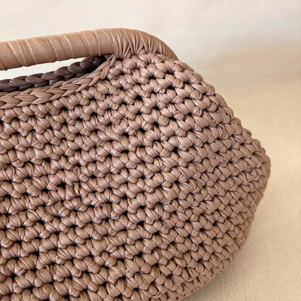 Clutch Crochet Beige Tortora  Borsa all’uncinetto in Pelle Made in Italy