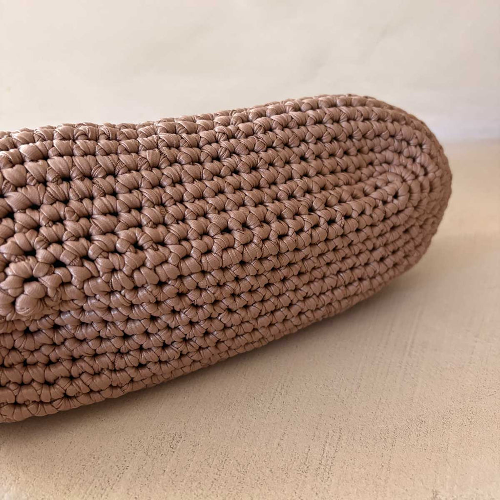 Clutch Crochet Beige Tortora  Borsa all’uncinetto in Pelle Made in Italy