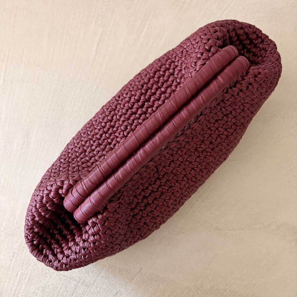 Clutch Crochet Bordeaux  Borsa all’uncinetto in Pelle Made in Italy