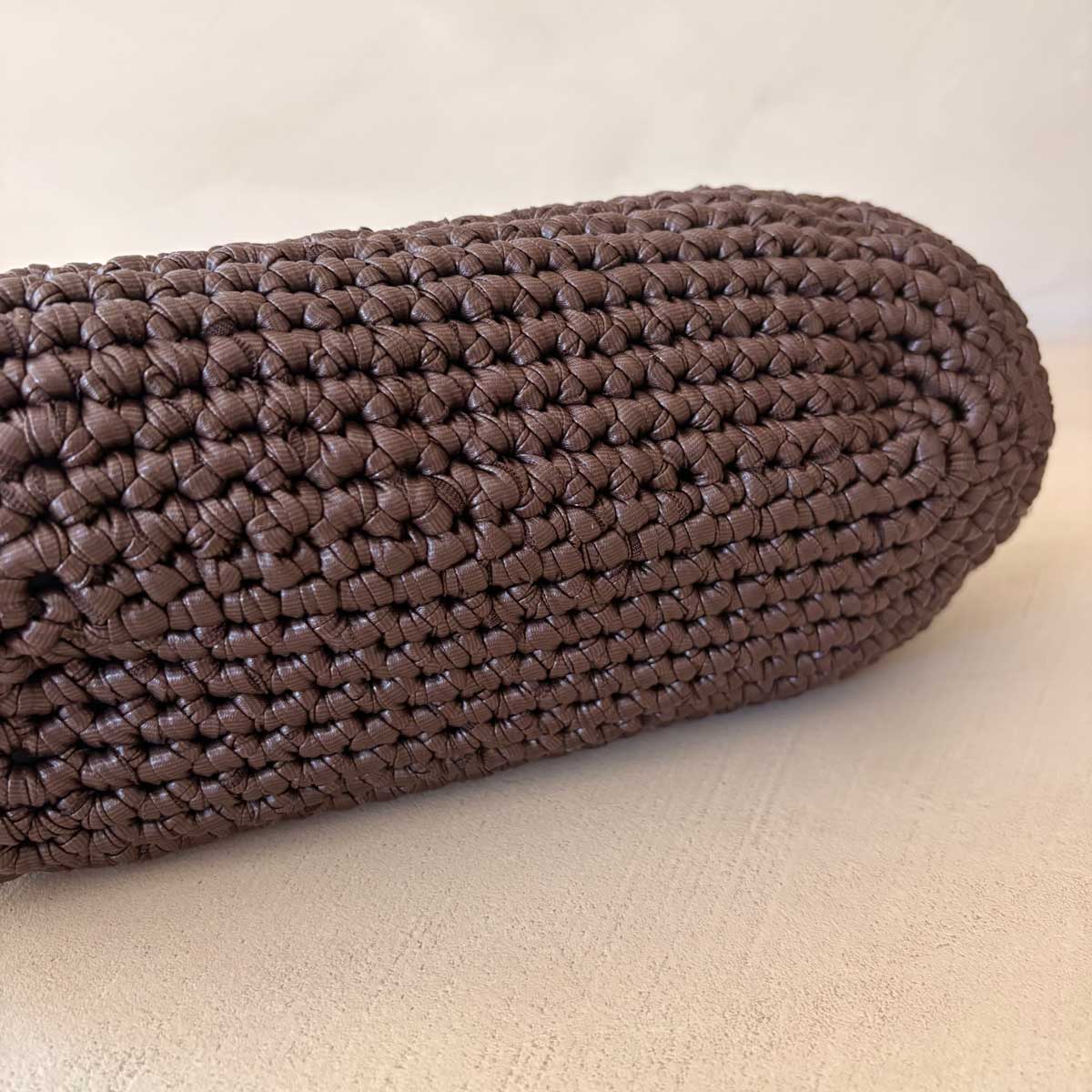 Clutch Crochet Marrone Scuro  Borsa all’uncinetto in Pelle Made in Italy