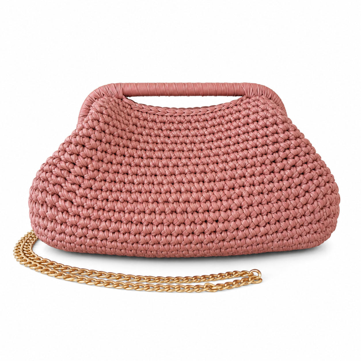 Clutch Crochet Rosa Borsa all’uncinetto in Pelle Made in Italy