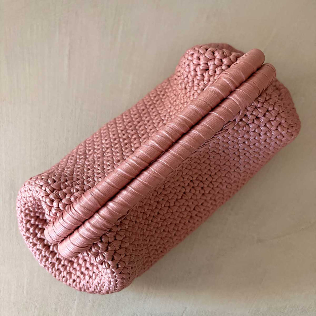 Clutch Crochet Rosa Borsa all’uncinetto in Pelle Made in Italy