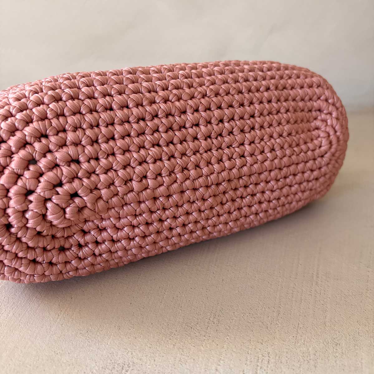 Clutch Crochet Rosa Borsa all’uncinetto in Pelle Made in Italy