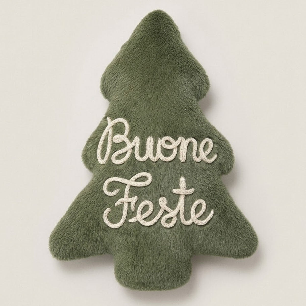 Cuscino Albero di Natale in Pelliccia con Scritta Personalizzata