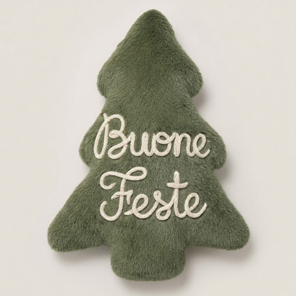 Cuscino Albero di Natale in Pelliccia con Scritta Personalizzata