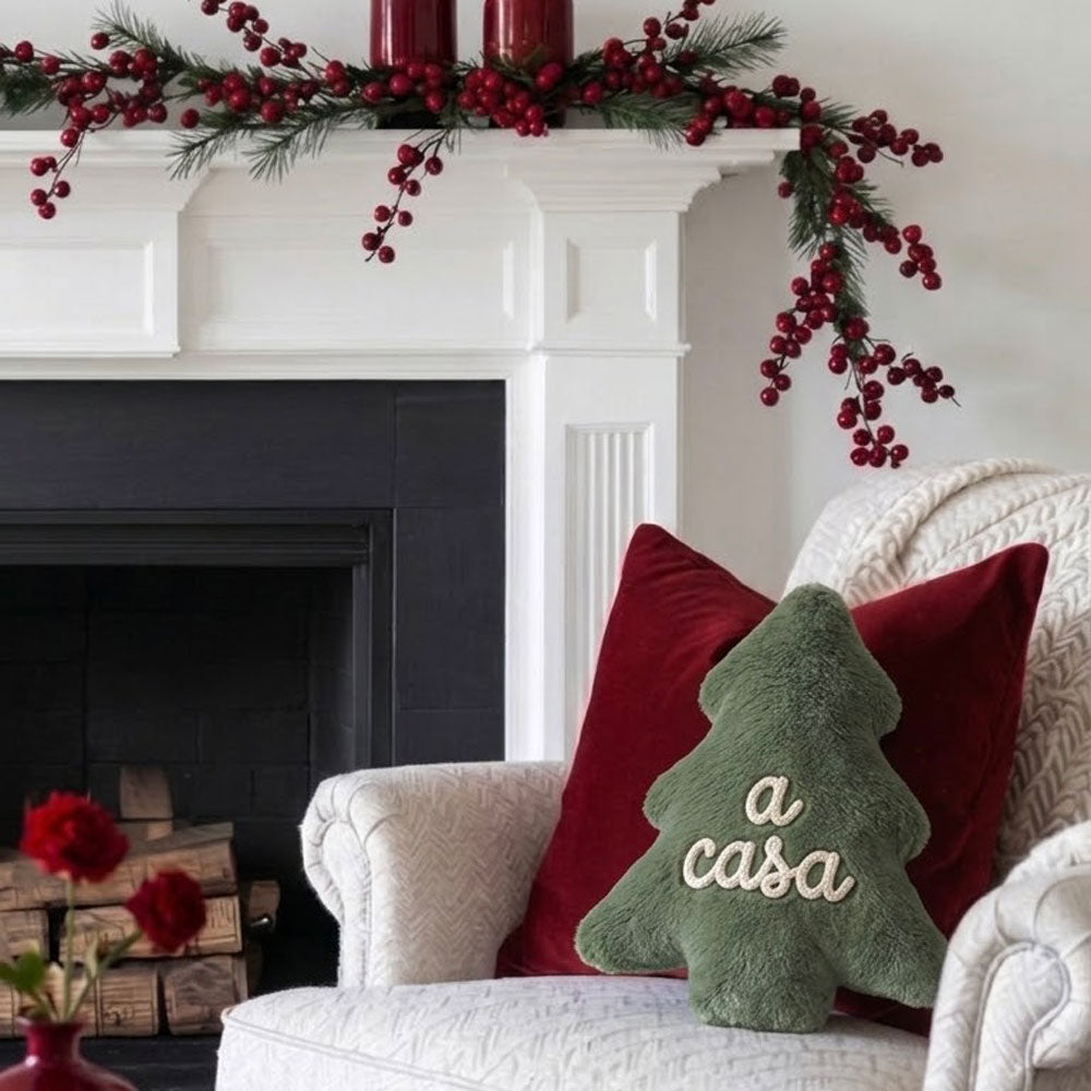 Cuscino Albero di Natale in Pelliccia con Scritta Personalizzata