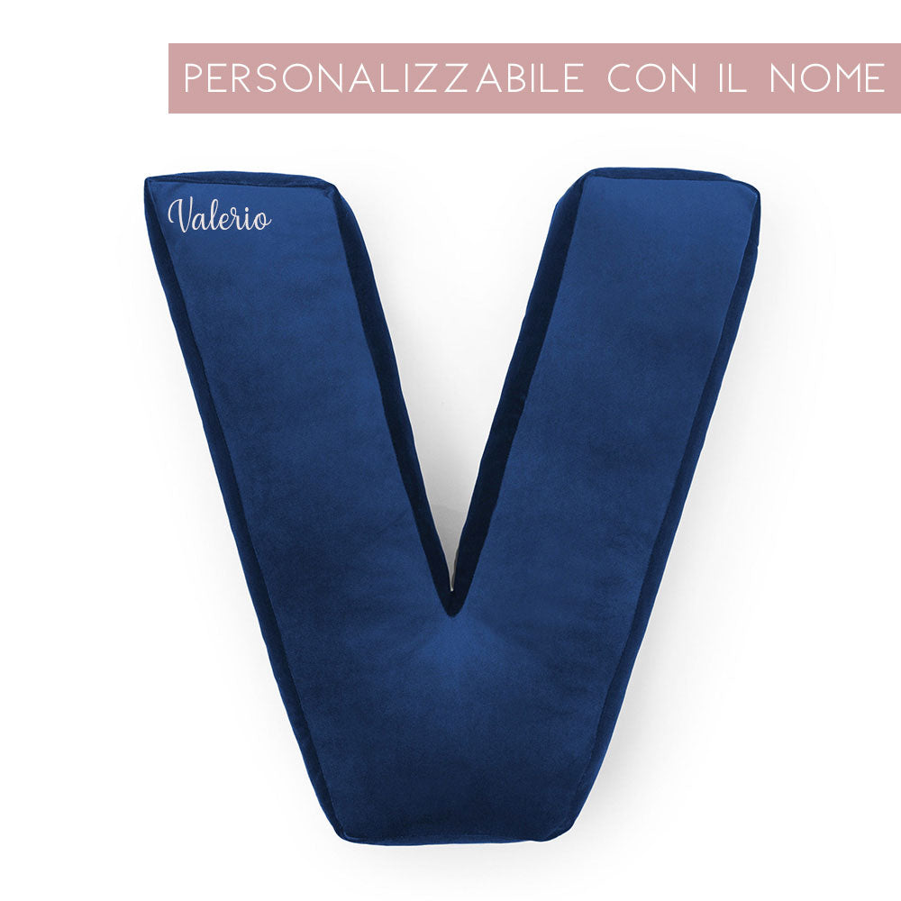 Cuscino Personalizzato Lettera Alfabeto Iniziale Velluto Blu