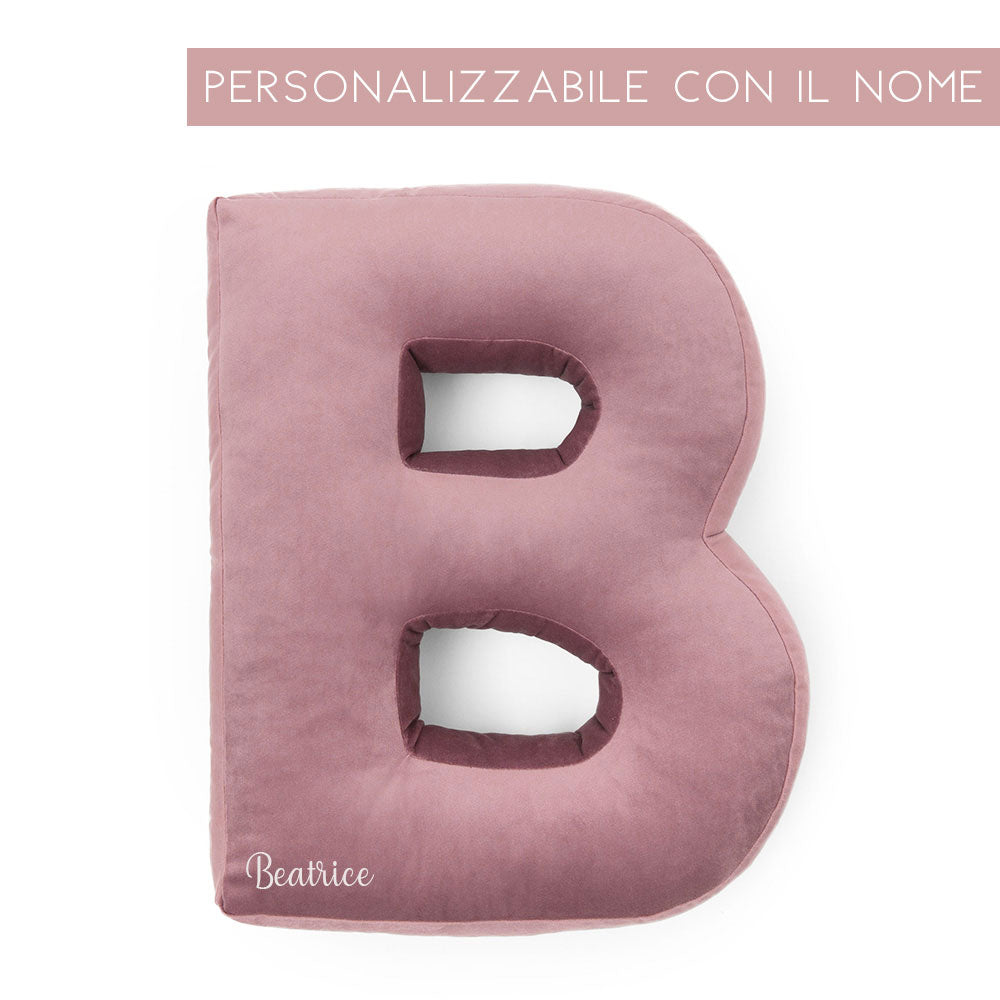 Cuscino Personalizzato Lettera Alfabeto Iniziale Velluto Rosa Malva