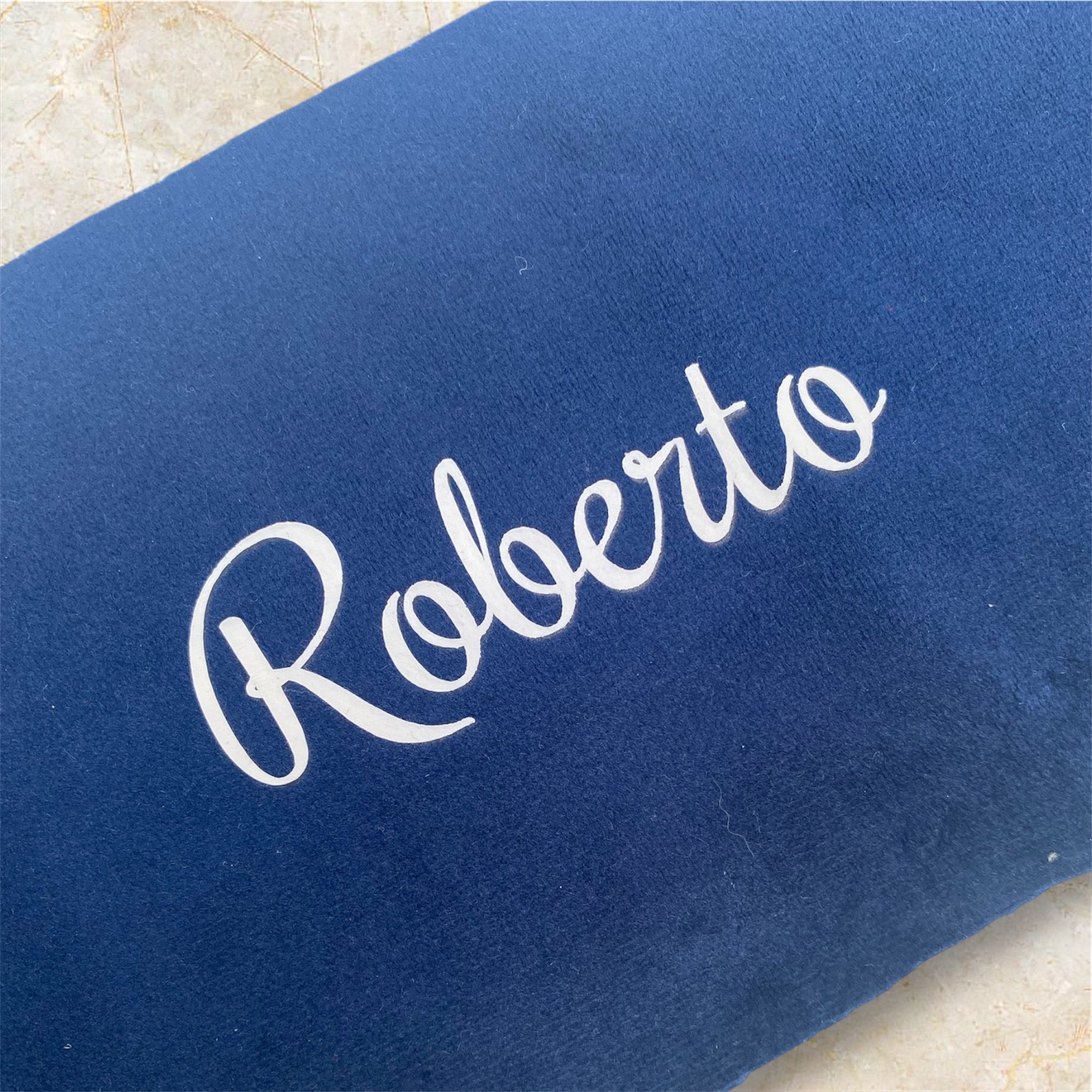 Cuscino Personalizzato Lettera Alfabeto Iniziale Velluto Blu