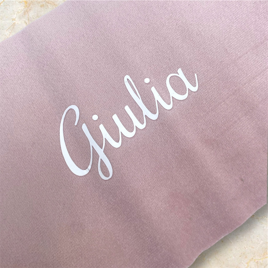 Cuscino Personalizzato a Forma di Lettera Alfabeto Iniziale  Velluto Rosa Cipria