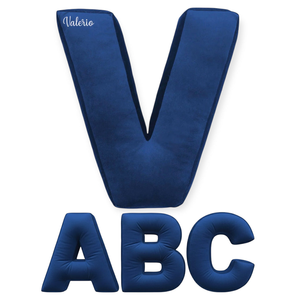 Cuscino Personalizzato a Forma di Lettera Alfabeto Iniziale Velluto Blu
