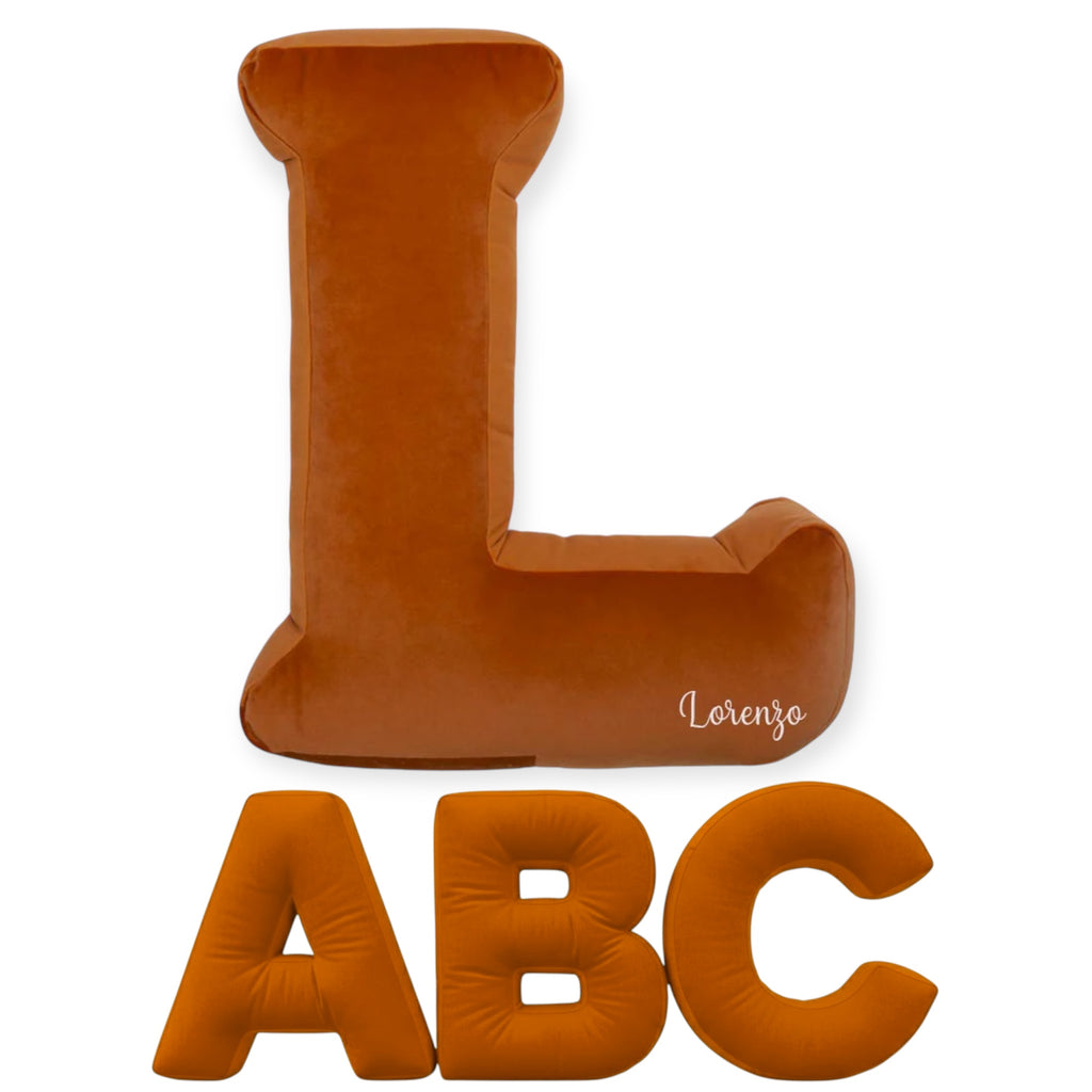 Cuscino Personalizzato a Forma di Lettera Alfabeto Iniziale Velluto Ruggine