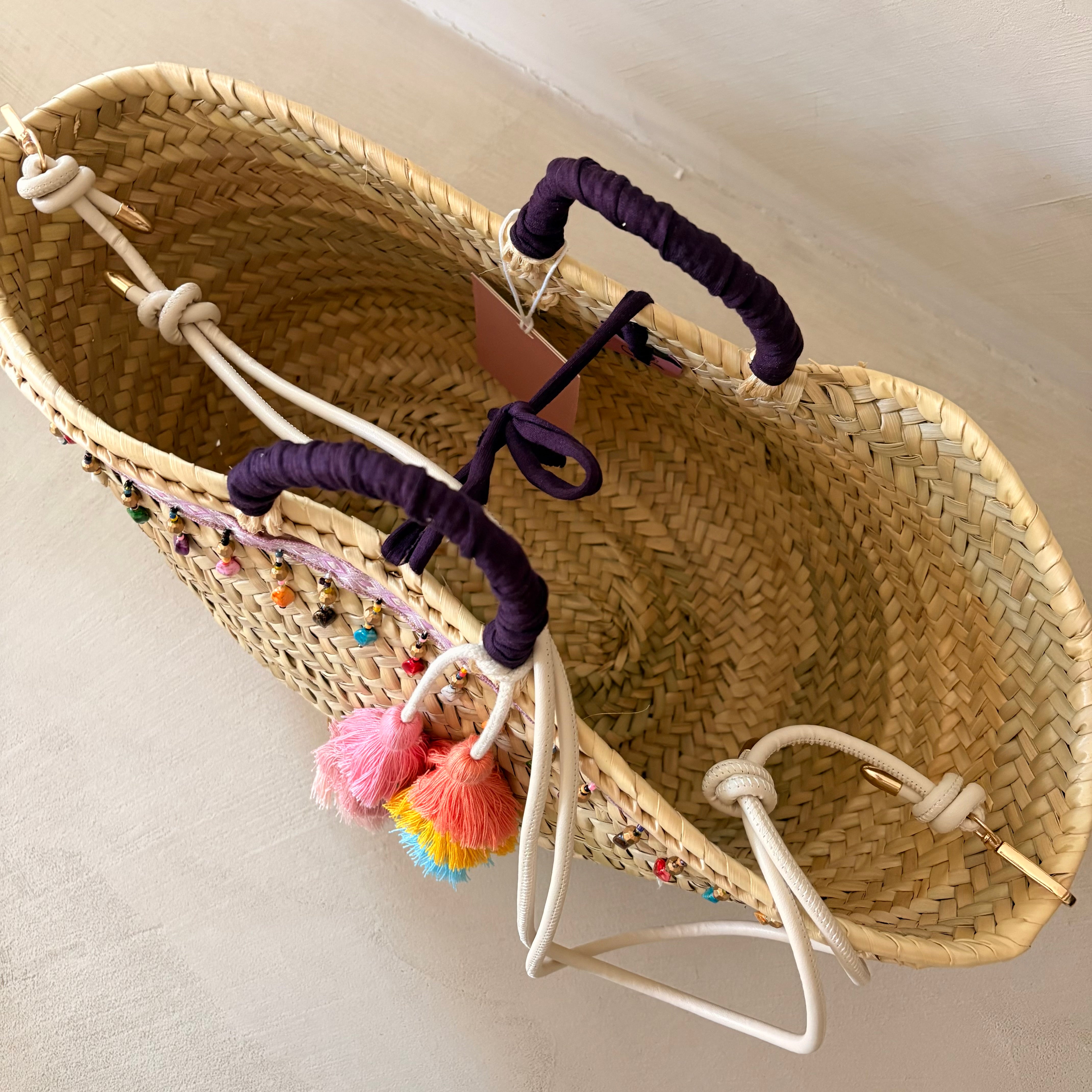 Borsa in paglia Zagara con perline