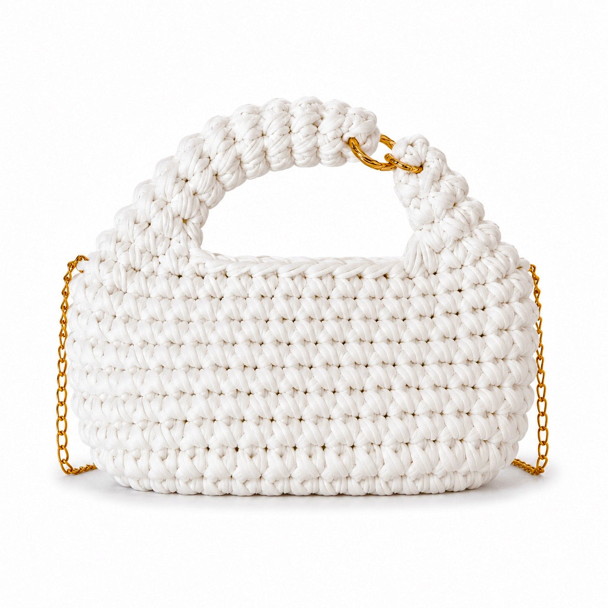 Hobo bag all'uncinetto panna