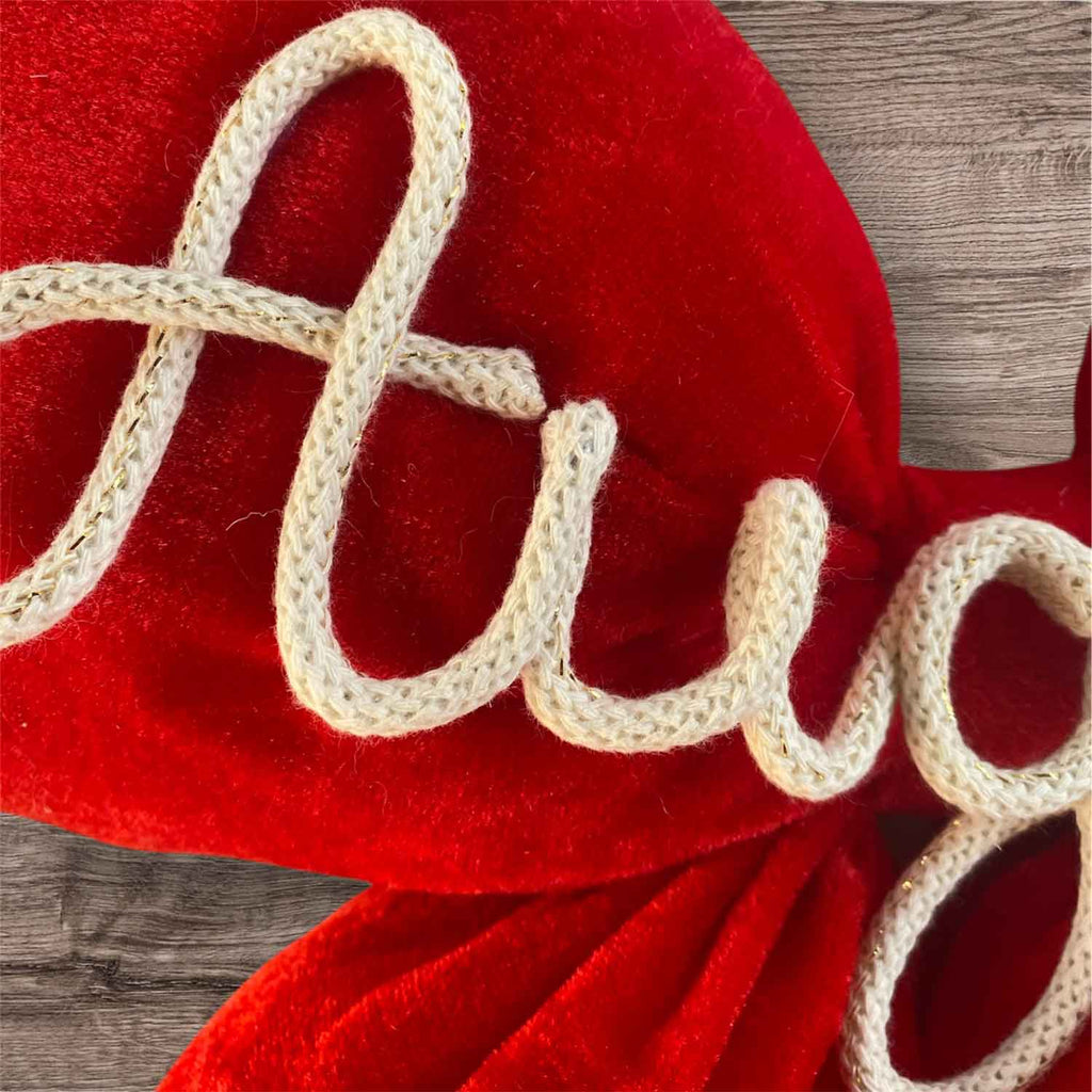 Fiocco in velluto rosso con scritta personalizzata