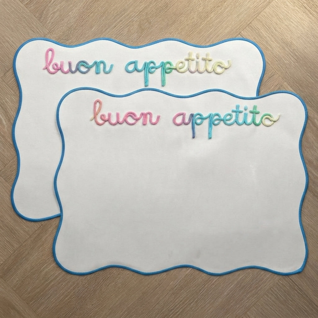 Tovaglietta Americana Beige Colazione Personalizzata con Ricamo Nome