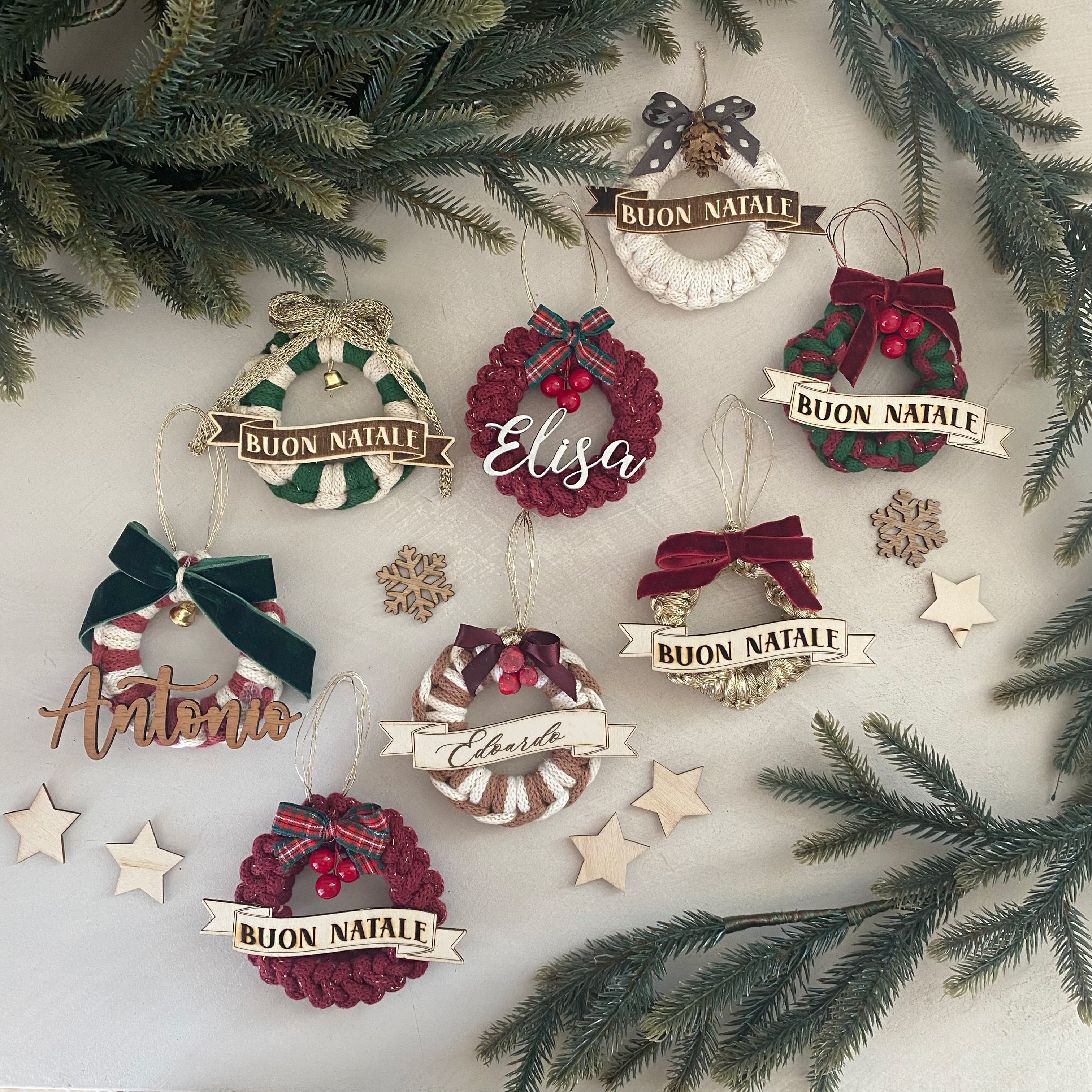 Addobbo Albero di Natale Ghirlanda cotone con Nome Personalizzato