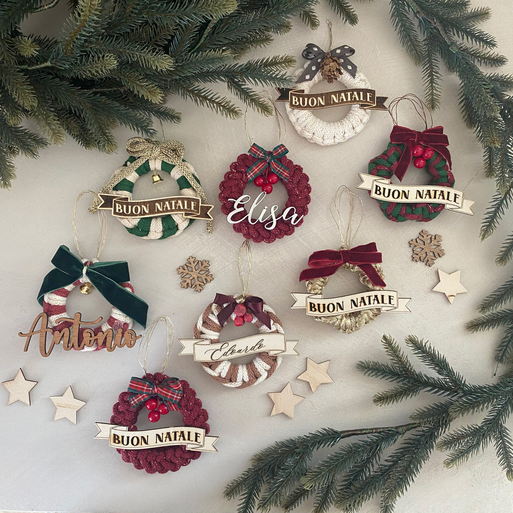 Addobbo Albero di Natale Ghirlanda cotone con Nome Personalizzato