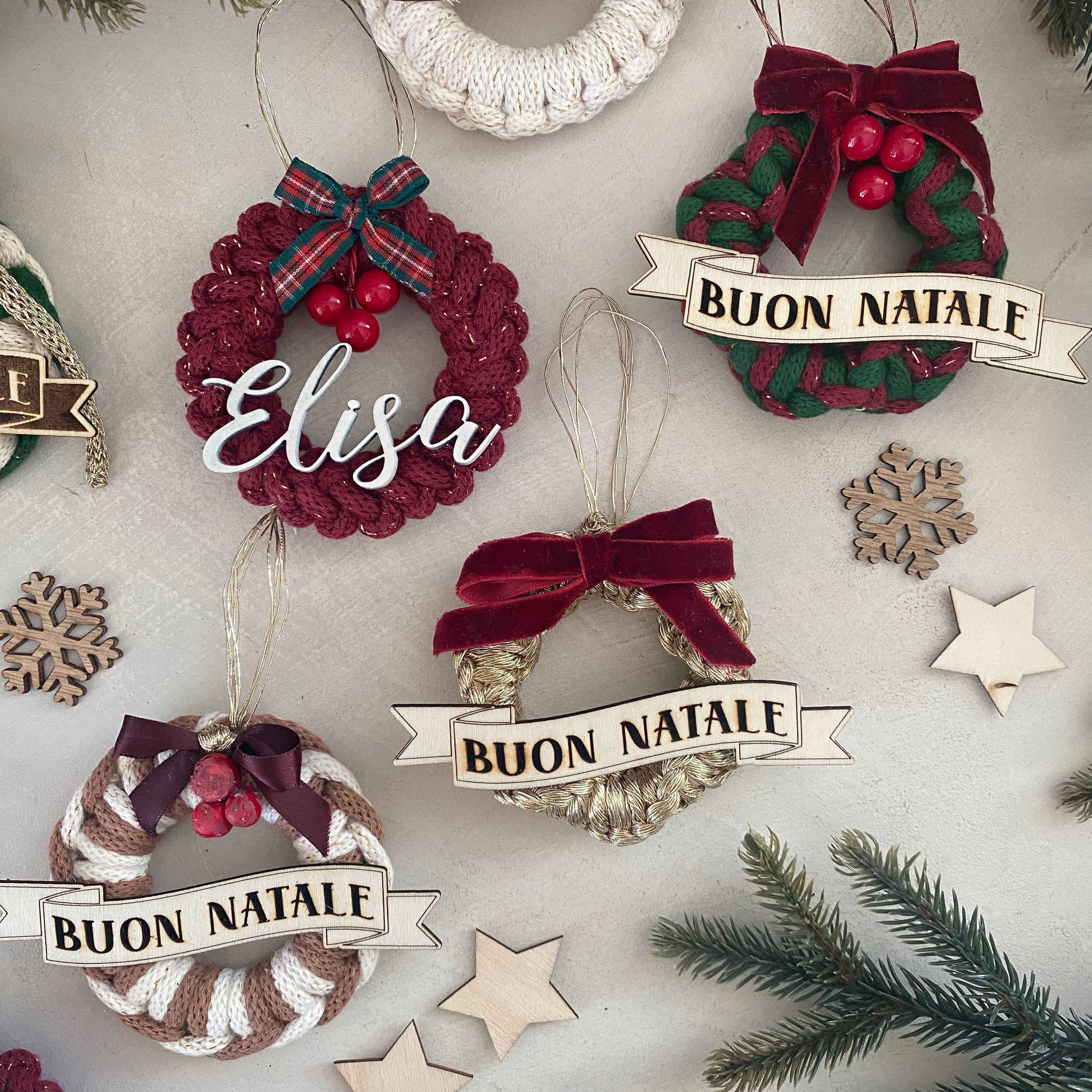 Addobbo Albero di Natale Ghirlanda cotone con Nome Personalizzato