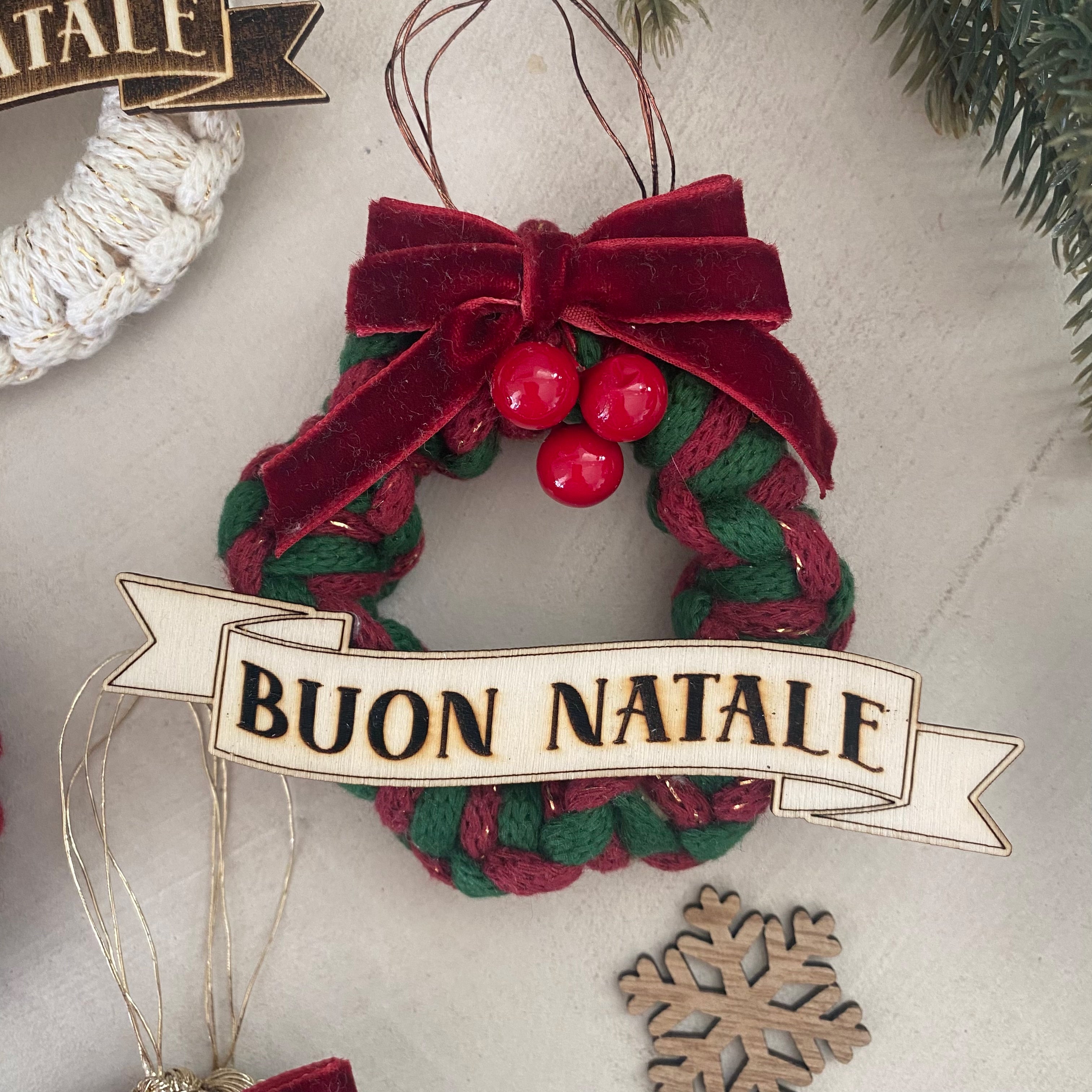 Addobbo Albero di Natale Ghirlanda cotone con Nome Personalizzato