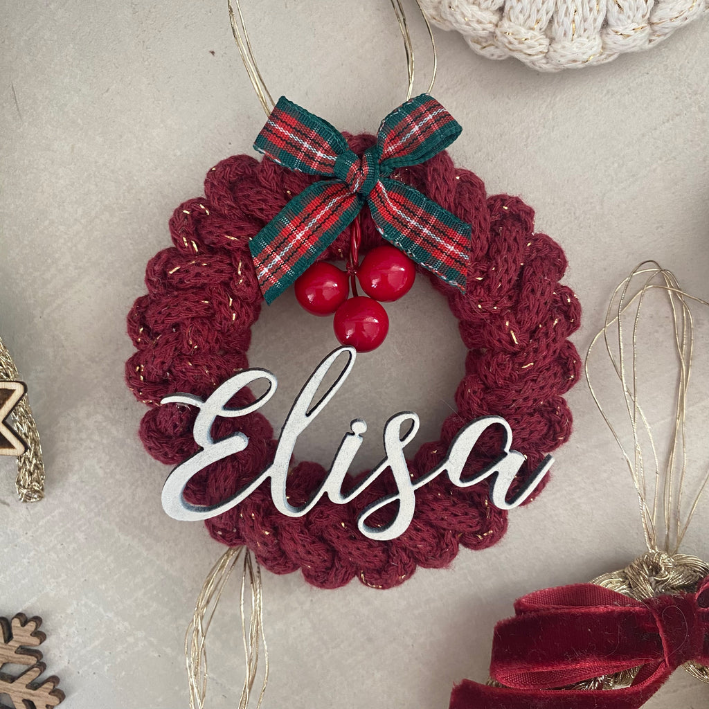 Addobbo Albero di Natale Ghirlanda cotone con Nome Personalizzato