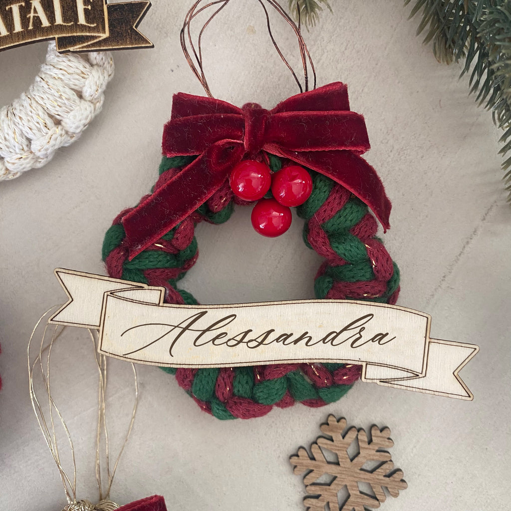 Addobbo Albero di Natale Ghirlanda cotone con Nome Personalizzato