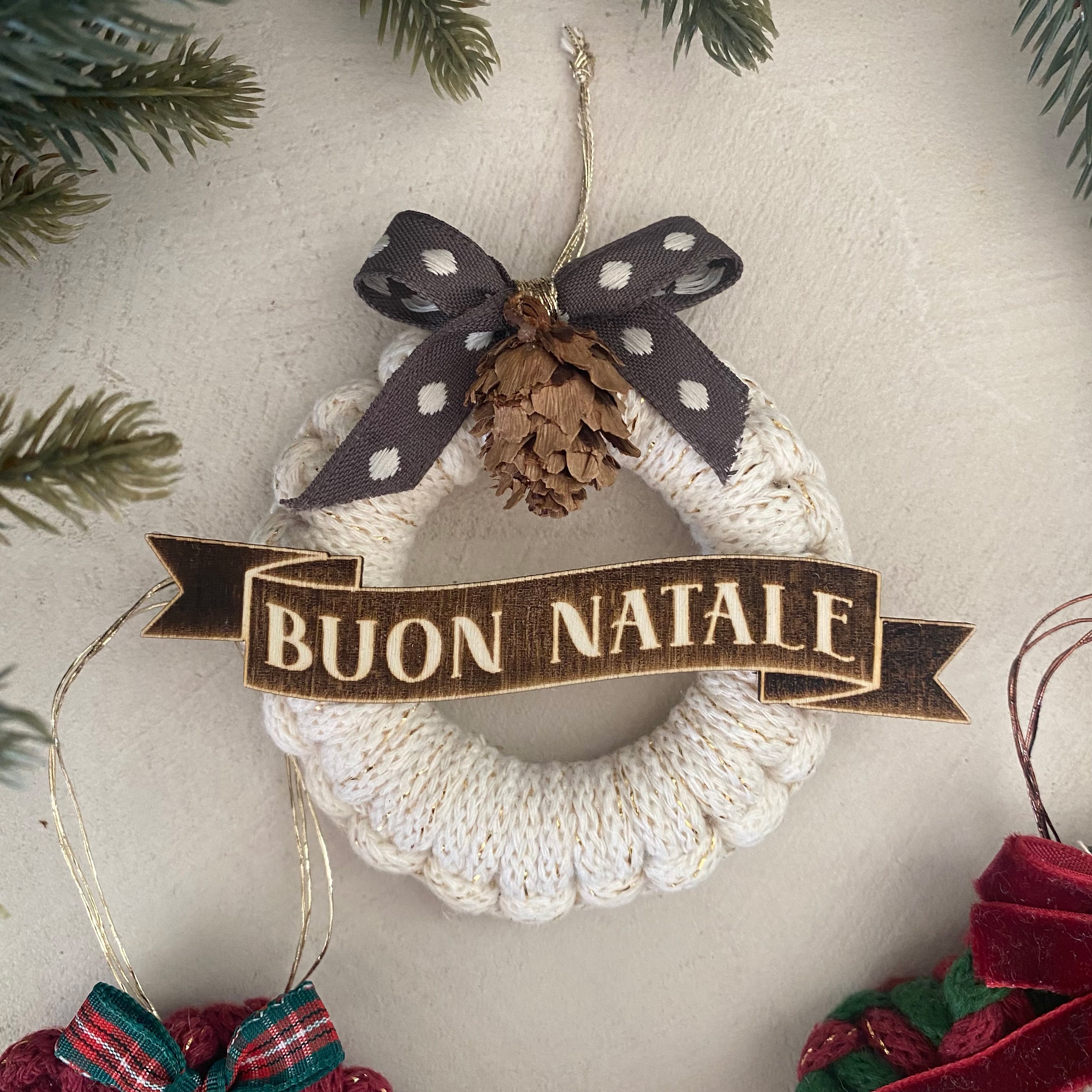 Addobbo Albero di Natale Ghirlanda cotone con Nome Personalizzato