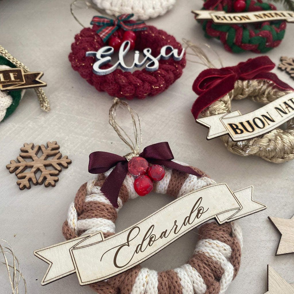 Addobbo Albero di Natale Ghirlanda cotone con Nome Personalizzato