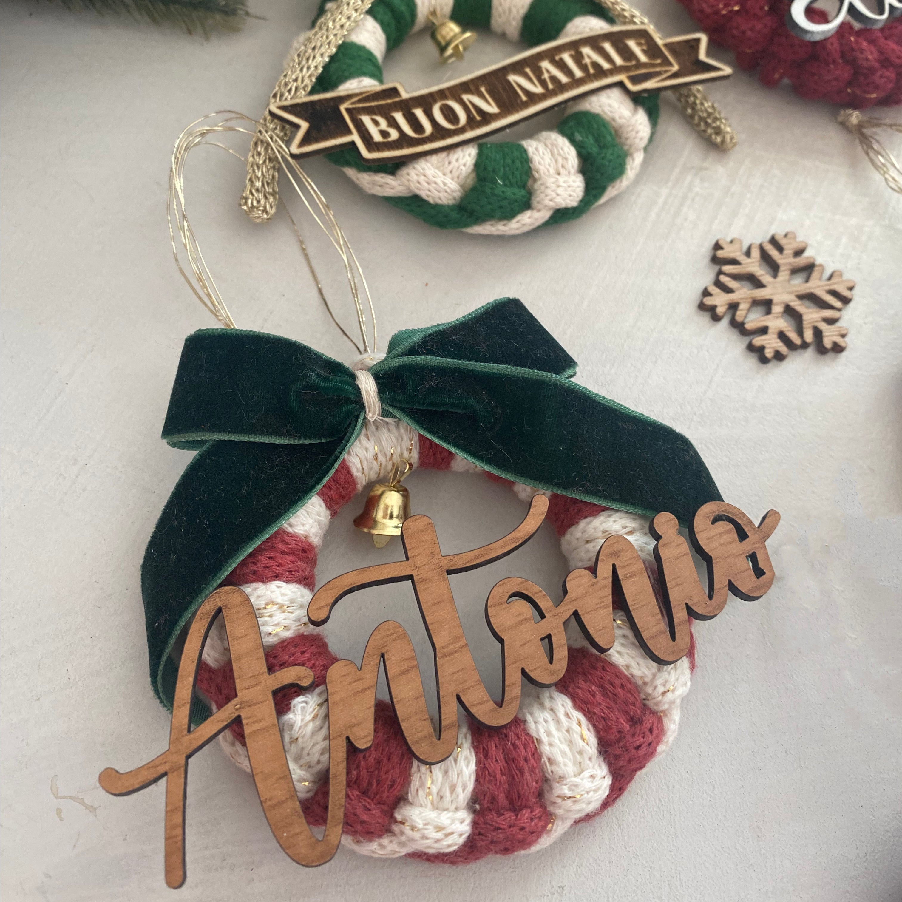 Addobbo Albero di Natale Ghirlanda cotone con Nome Personalizzato