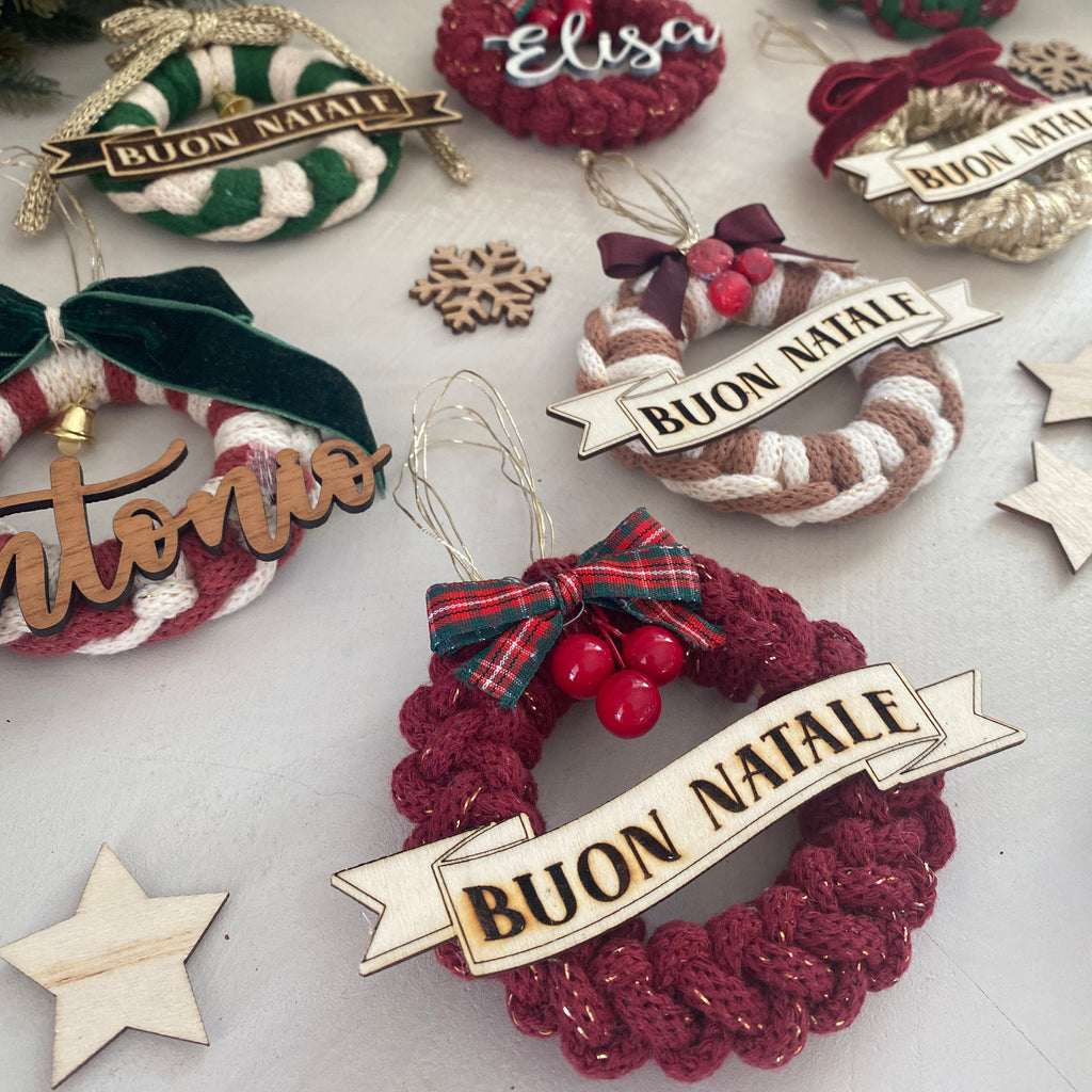 Addobbo Albero di Natale Ghirlanda cotone con Nome Personalizzato