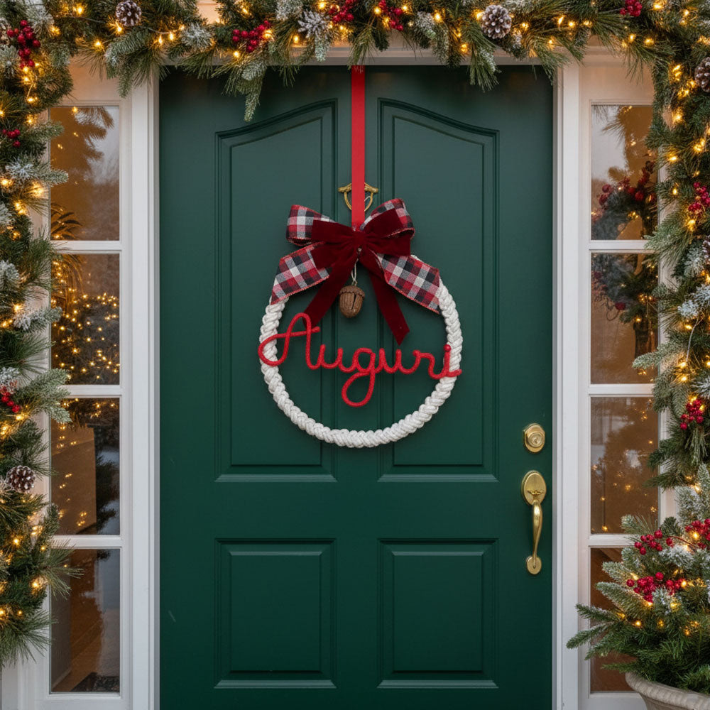 Ghirlanda macramè in cotone intrecciato con scritta personalizzata