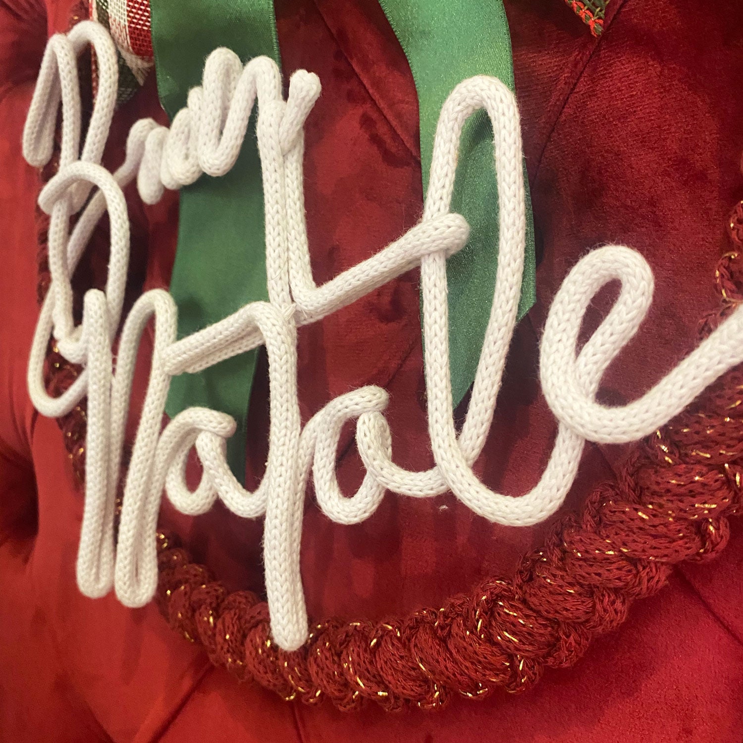 Ghirlanda macramè in cotone intrecciato con scritta personalizzata