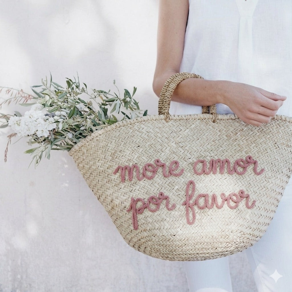 Borsa in paglia con scritta personalizzata