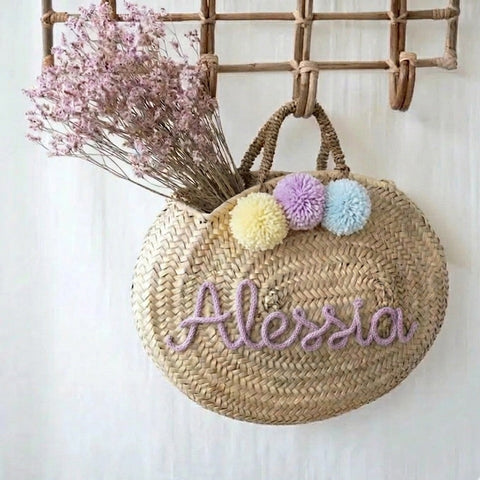 Borsa in paglia Hawaii con scritta personalizzata