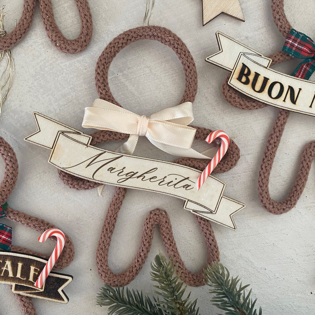 Addobbo Albero Natale Omino Pan di Zenzero con Nome Personalizzato