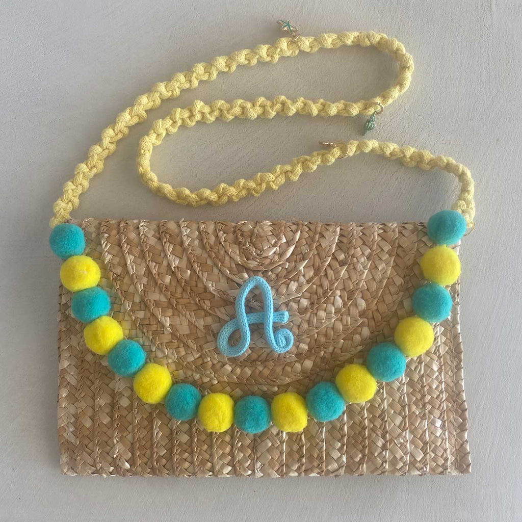 Pochette in paglia con nome personalizzato