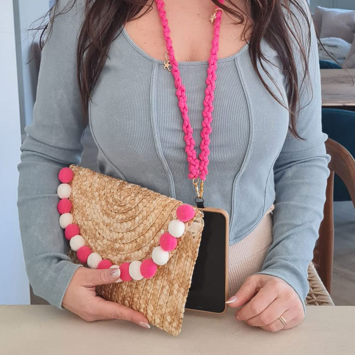 Pochette in paglia con nome personalizzato