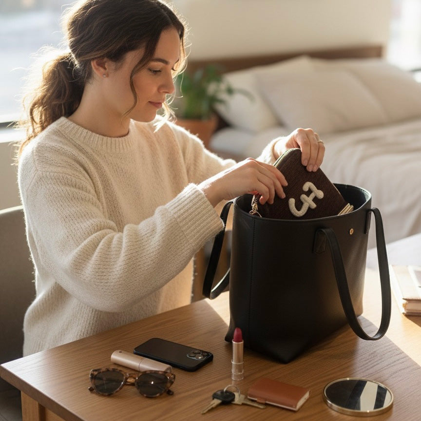 Pochette in velluto porta tutto con iniziale