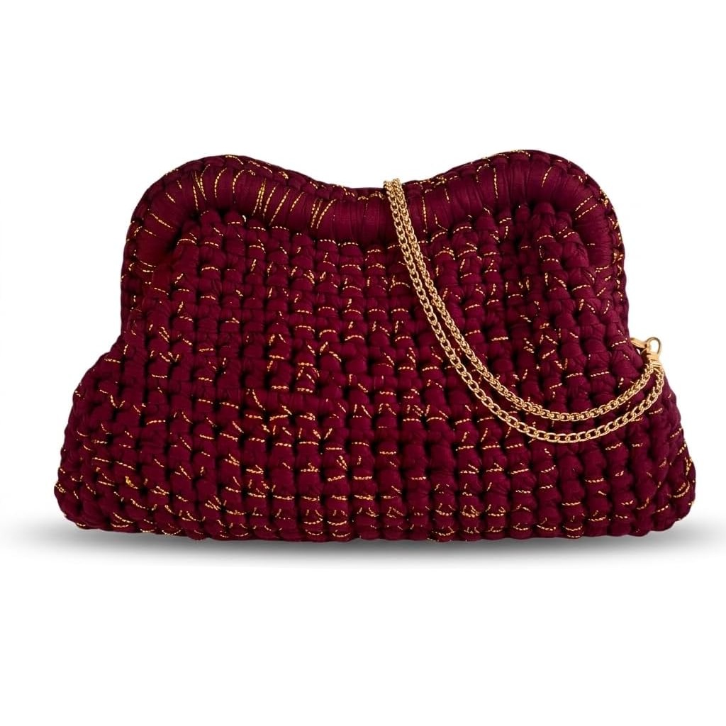 Pochette uncinetto bordeaux e lurex