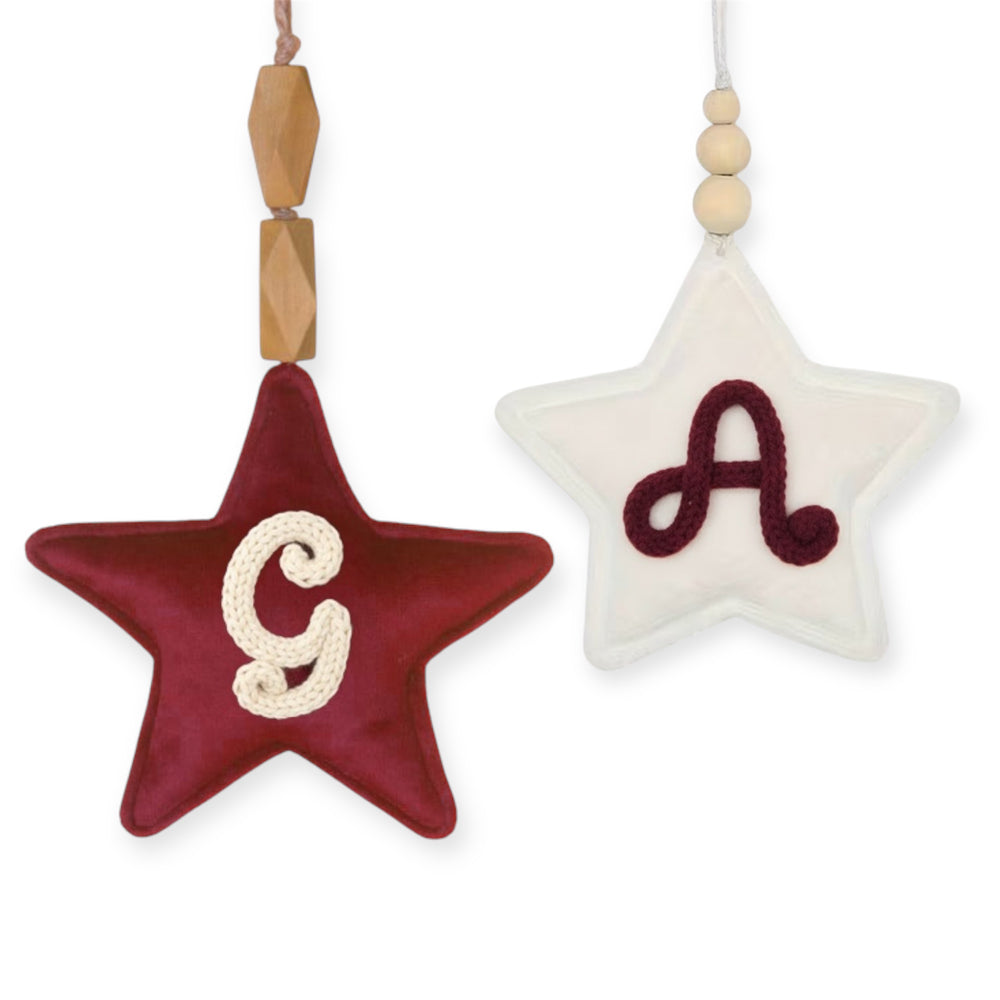 Stella in velluto per albero di natale personalizzata con iniziale