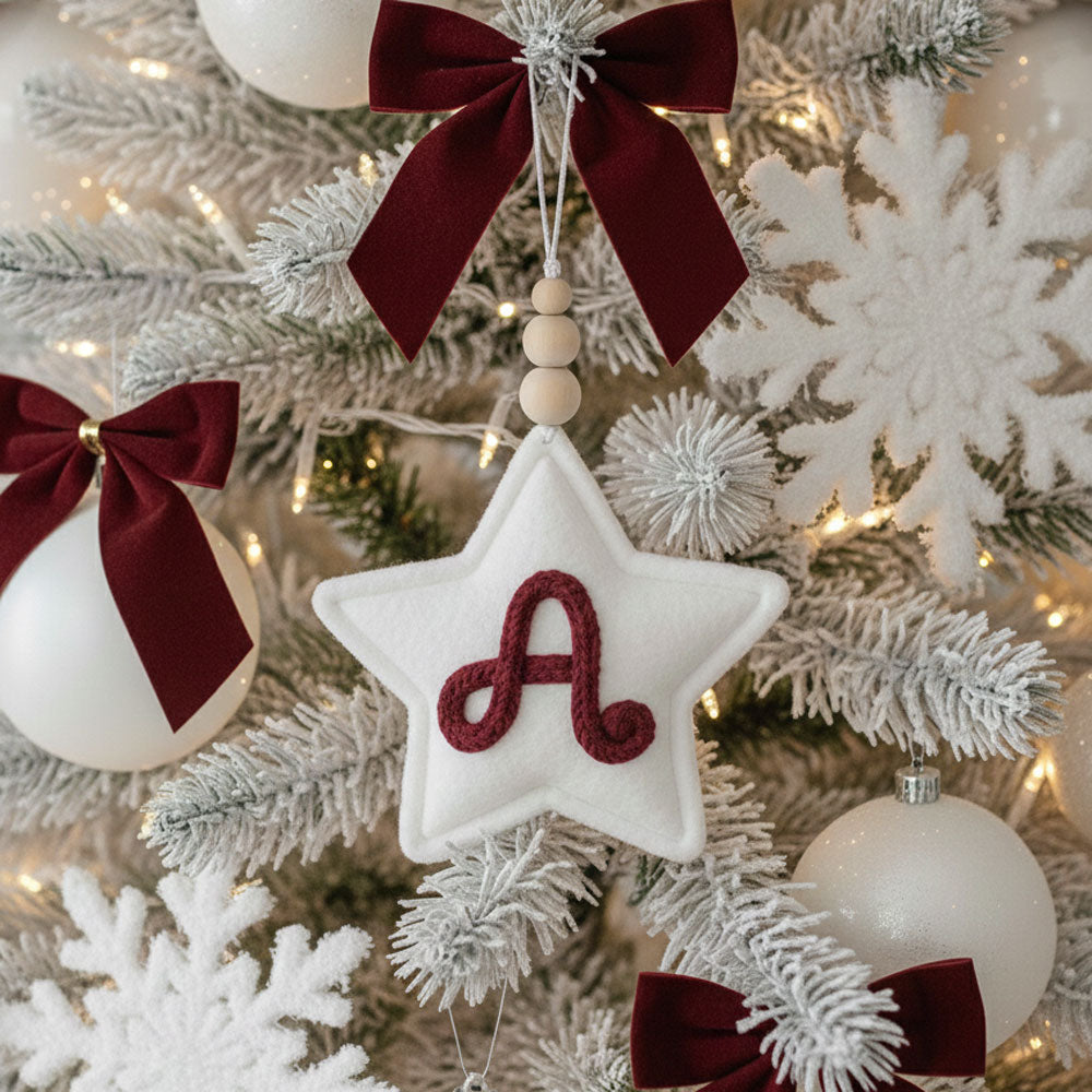 Stella in velluto per albero di natale personalizzata con iniziale