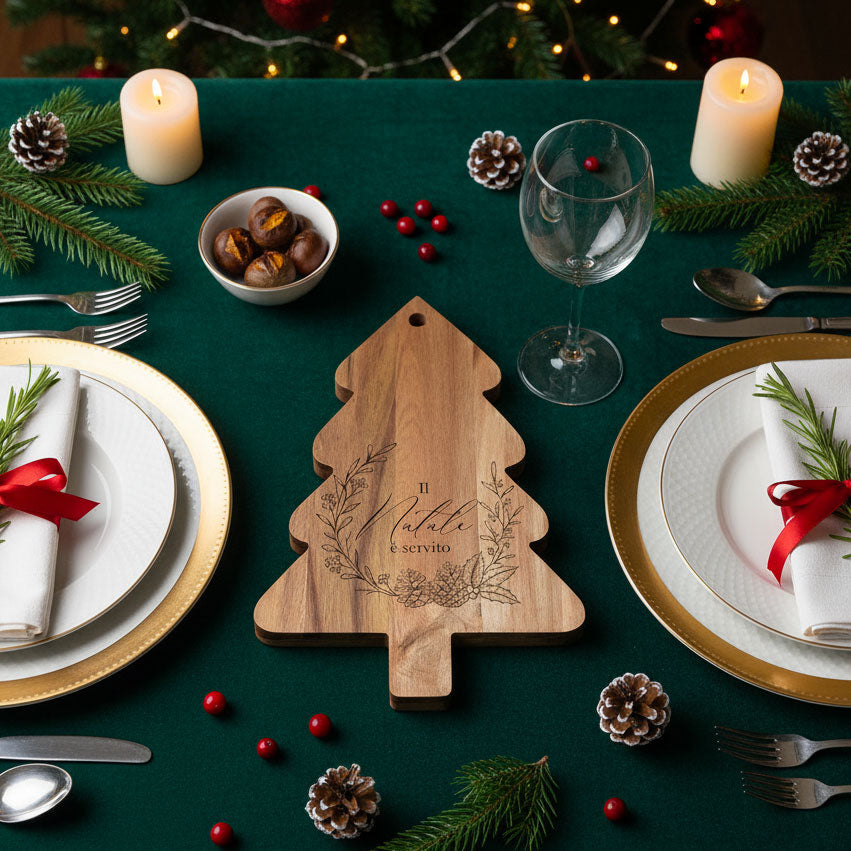 Tagliere a forma di Albero di Natale con incisione