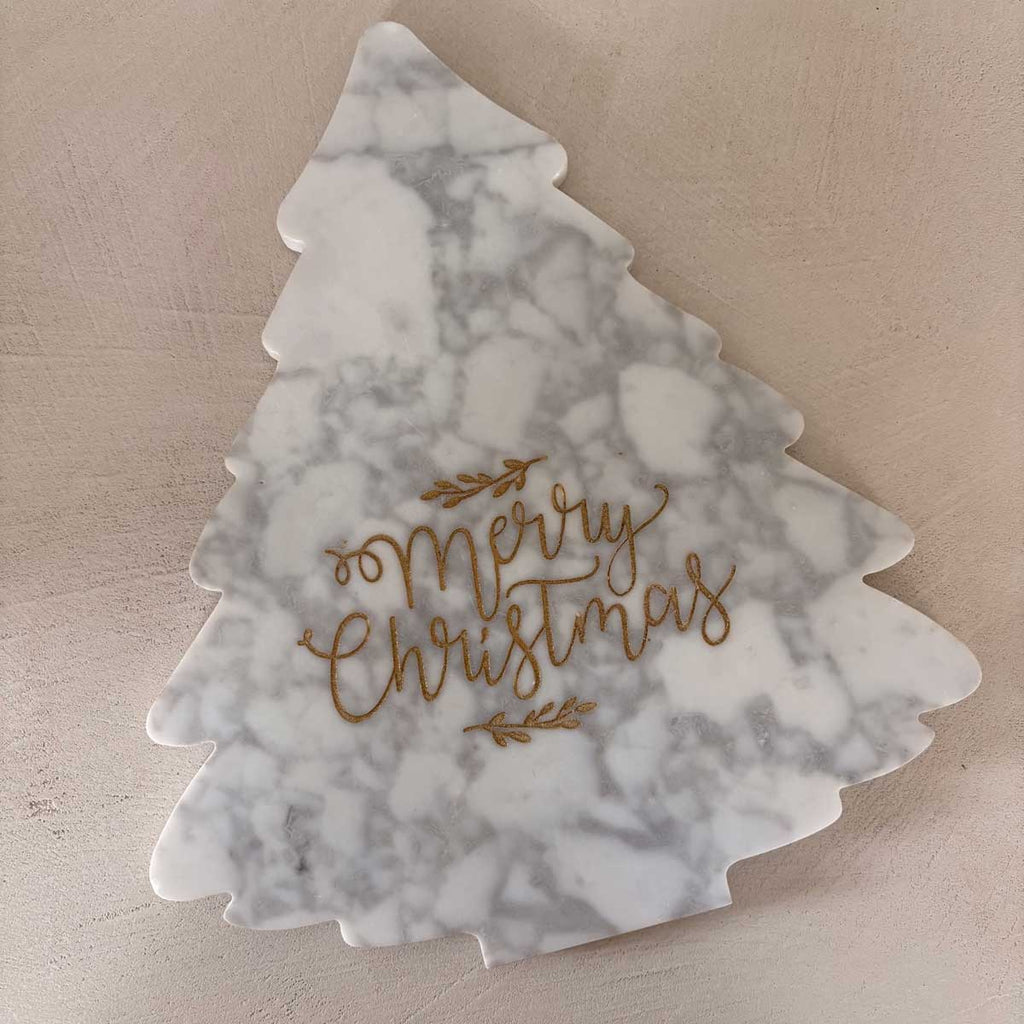 Tagliere albero in marmo Merry Christmas