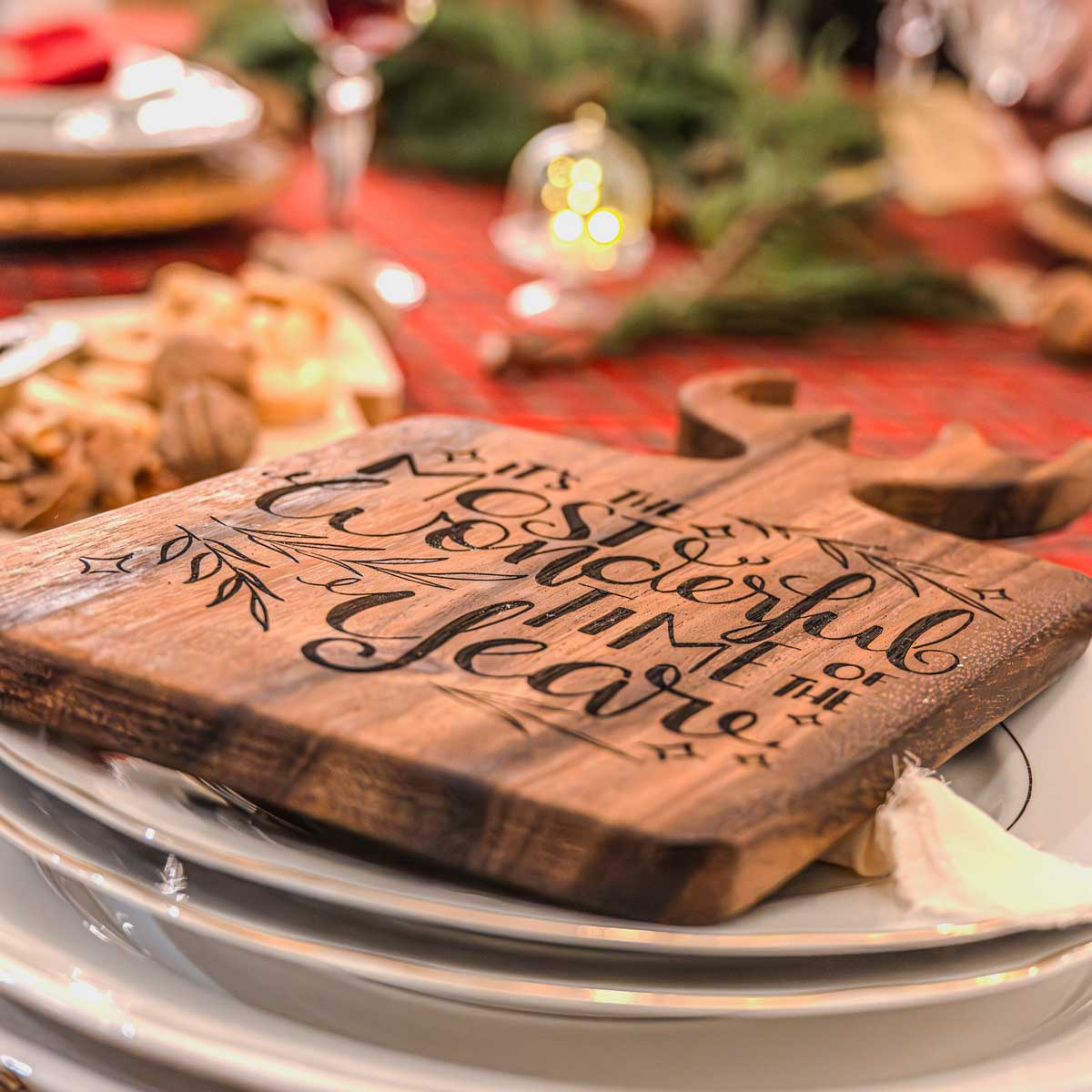 Tagliere in legno a forma di renna natalizia It's the most wonderful time of the year